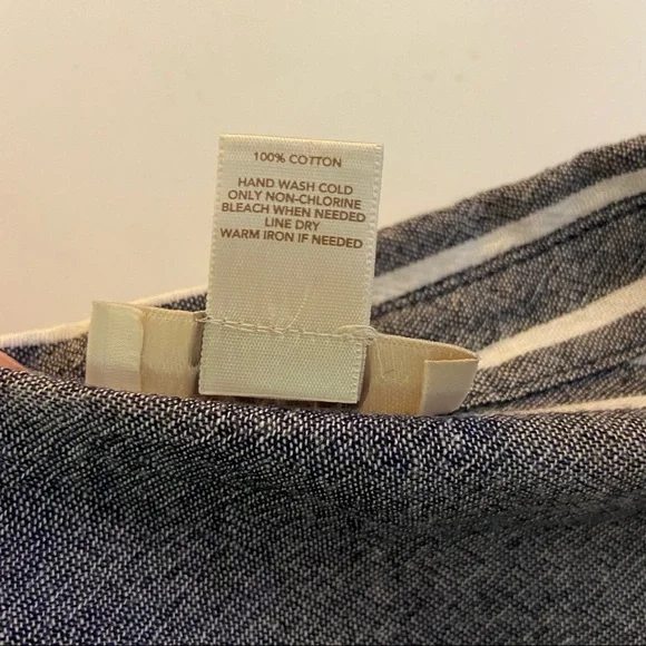 LOFT button down navy stripe blouse size Large - Picture 5 of 5